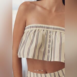 By Anthropologie Strapless Boxer Crop Top Light Green Size L